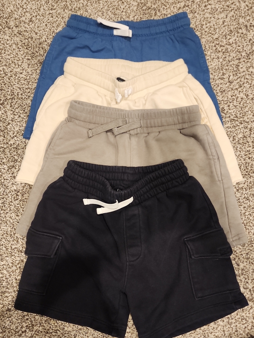 Little Bipsy Cotton Drawstring Shorts - Blue, Cream, Gray, Black